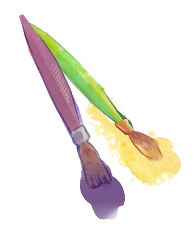 Illustration of three paintbrushes